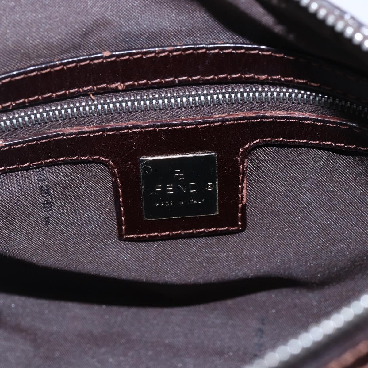 FENDI Zucca Canvas Hand Bag Black Brown Auth 153494