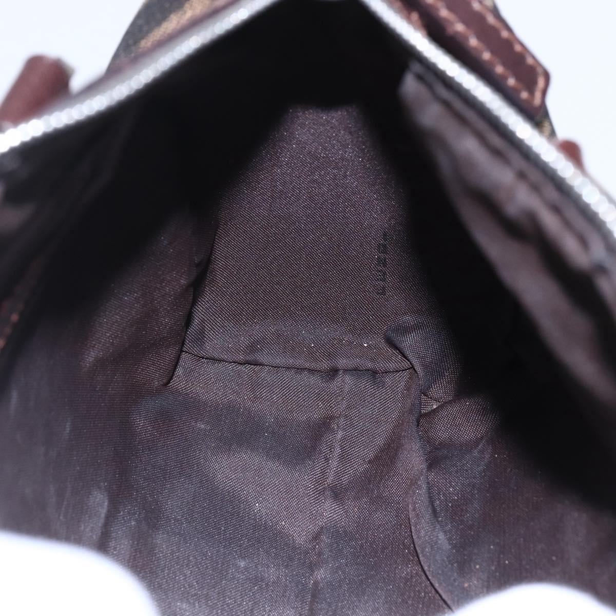 FENDI Zucca Canvas Hand Bag Black Brown Auth 153494