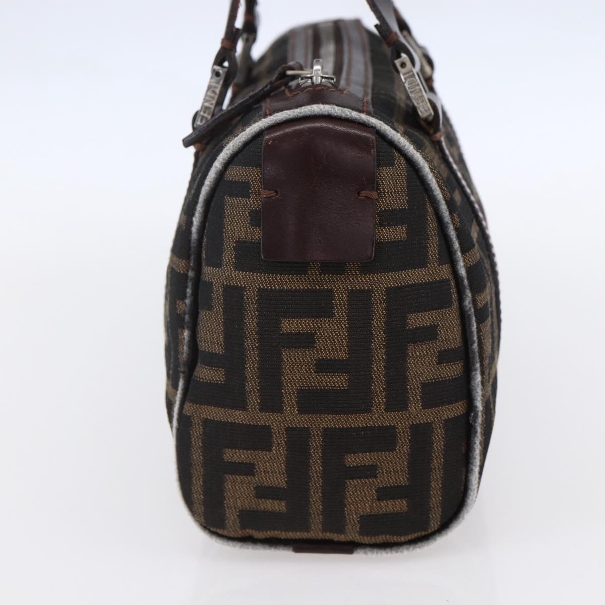 FENDI Zucca Canvas Hand Bag Black Brown Auth 153494