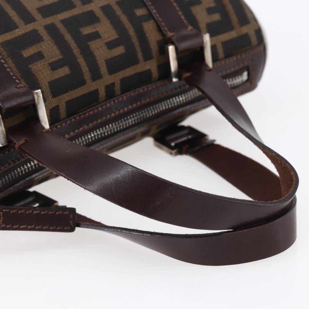 FENDI Zucca Canvas Hand Bag Black Brown Auth 153494