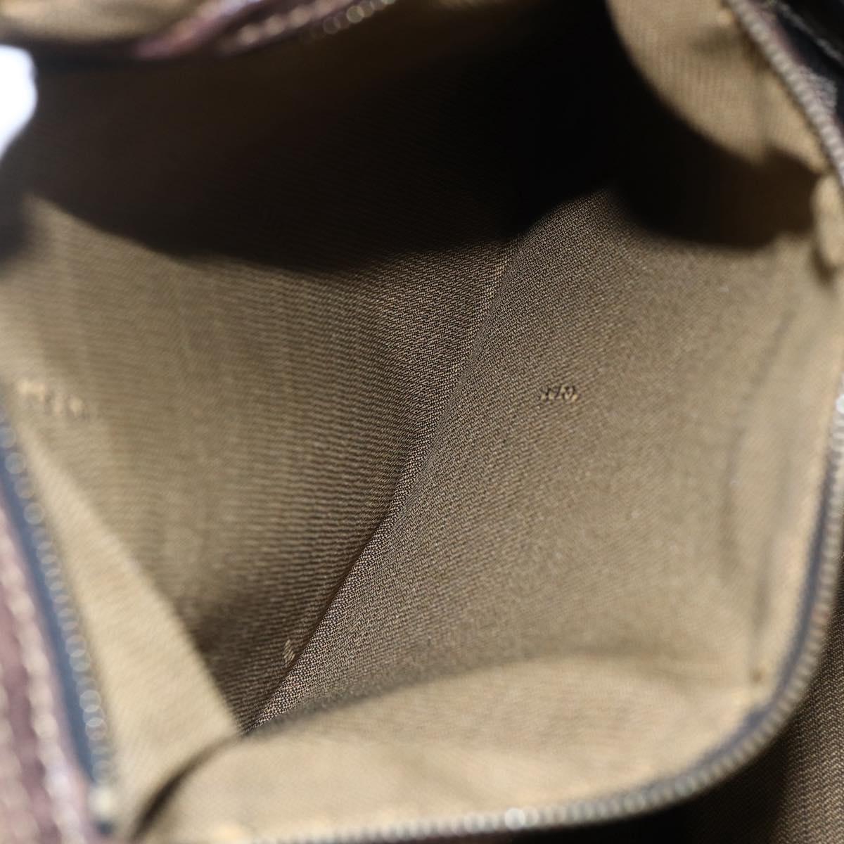 FENDI Zucca Canvas Hand Bag Black Brown Auth 153495