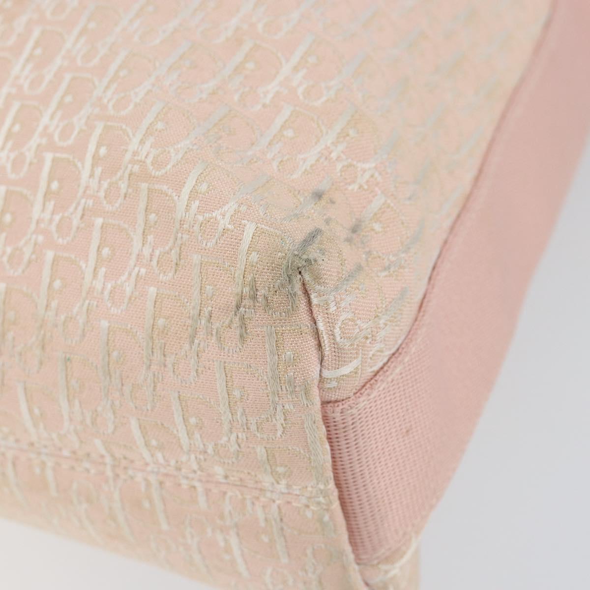 Christian Dior Trotter Canvas Shoulder Bag Pink Silver Auth 153498