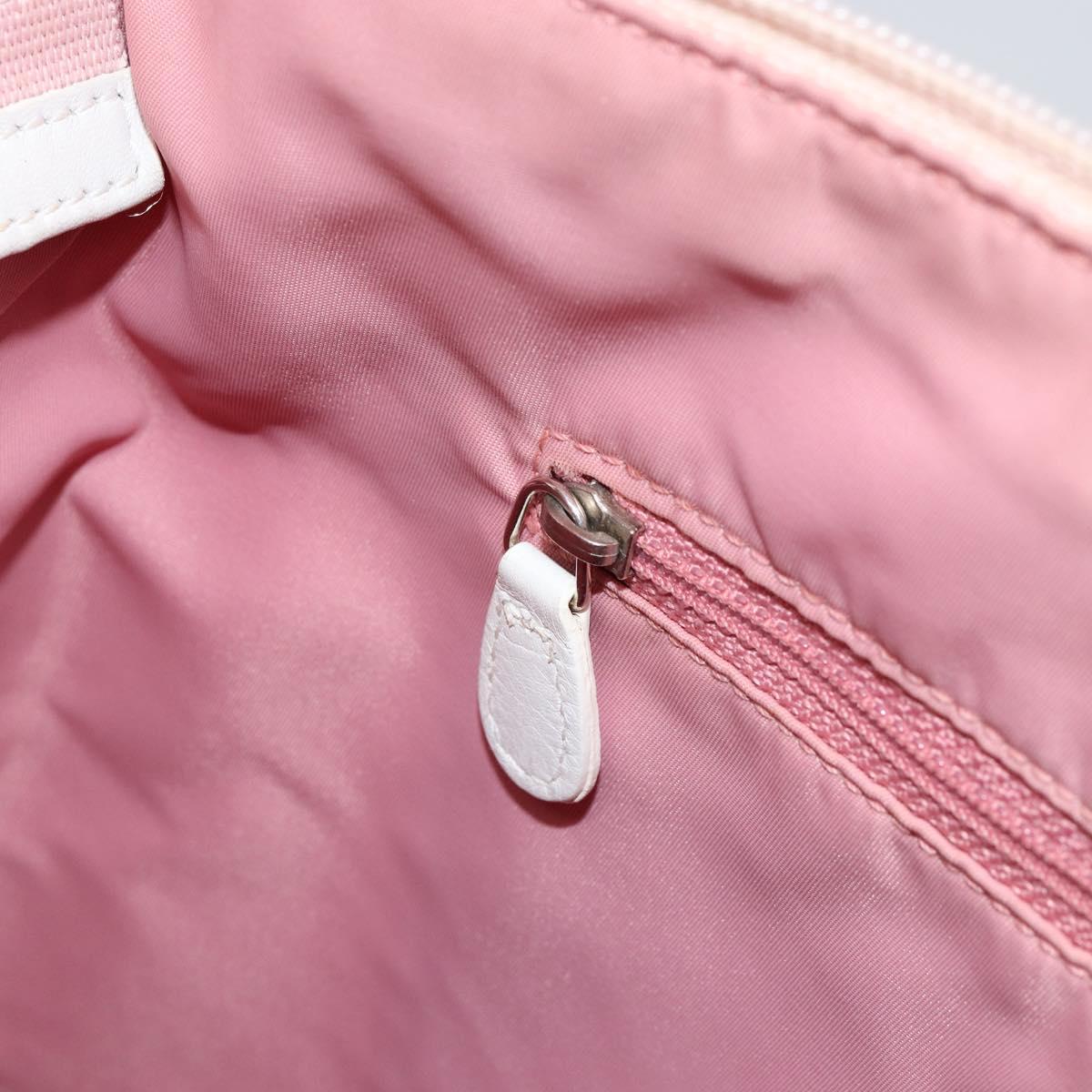 Christian Dior Trotter Canvas Shoulder Bag Pink Silver Auth 153498