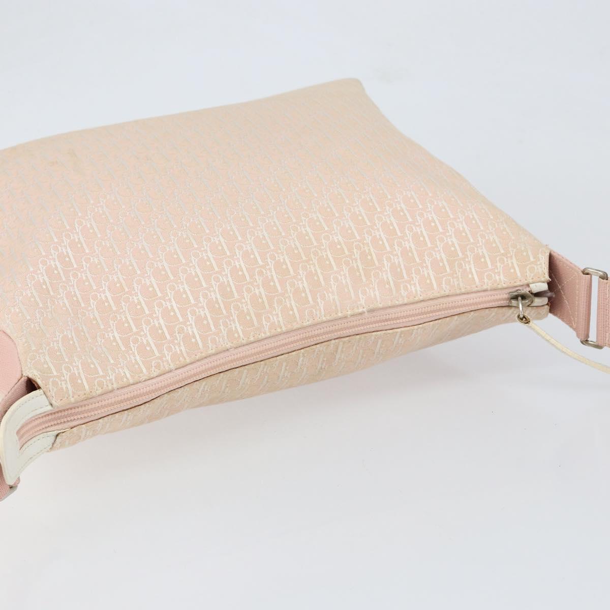 Christian Dior Trotter Canvas Shoulder Bag Pink Silver Auth 153498