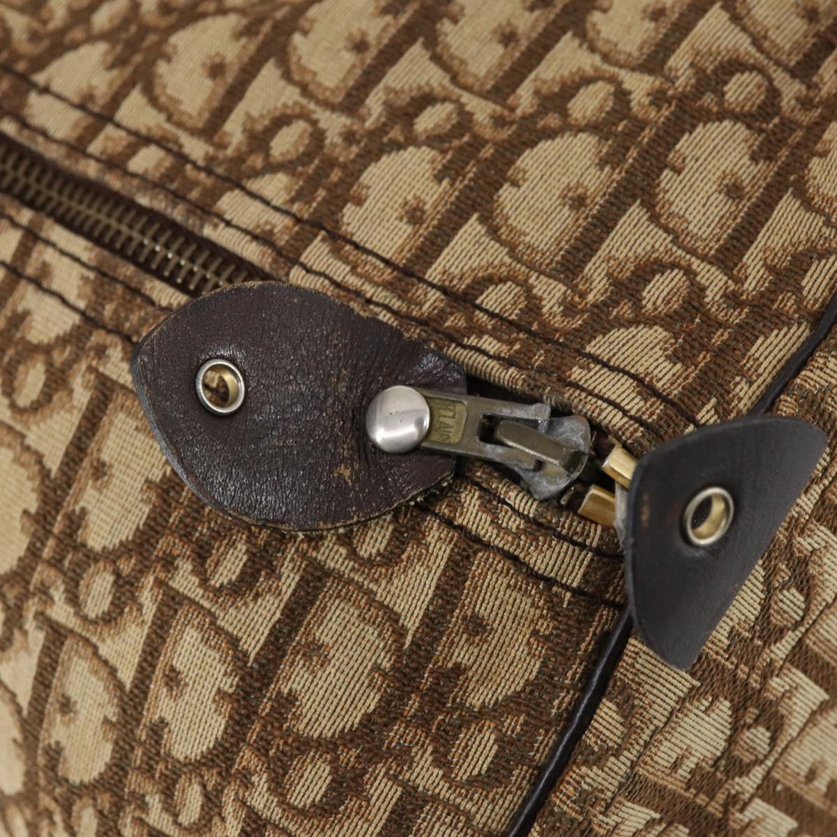 Christian Dior Trotter Canvas Boston Bag Beige Gold Auth 153500