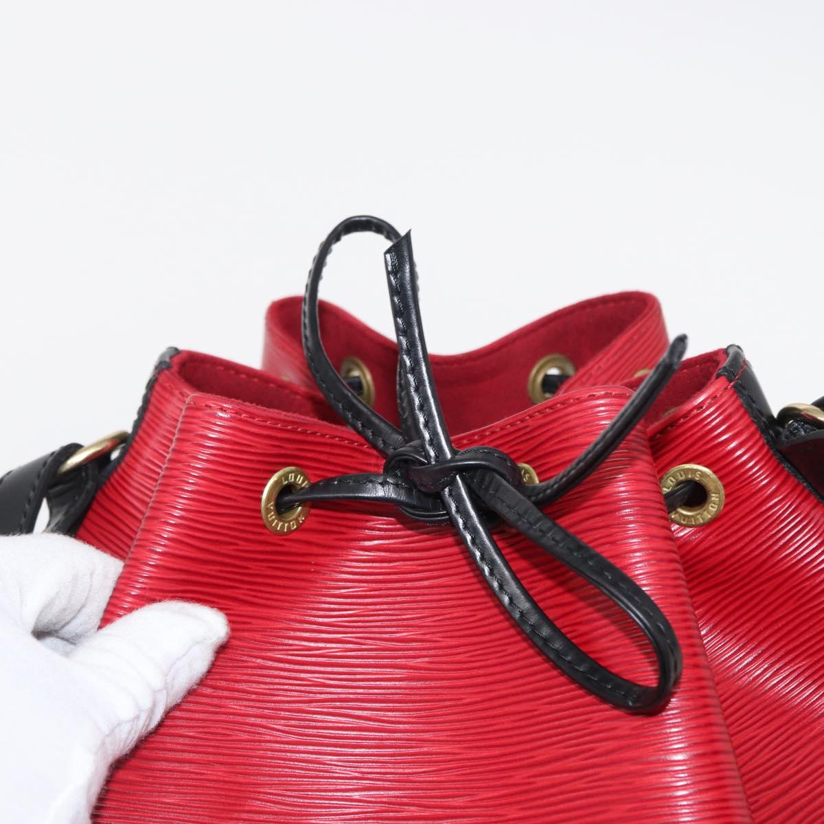 LOUIS VUITTON Epi Petit Noe Shoulder Bag Bicolor Black Red M44017 LV Auth 153507