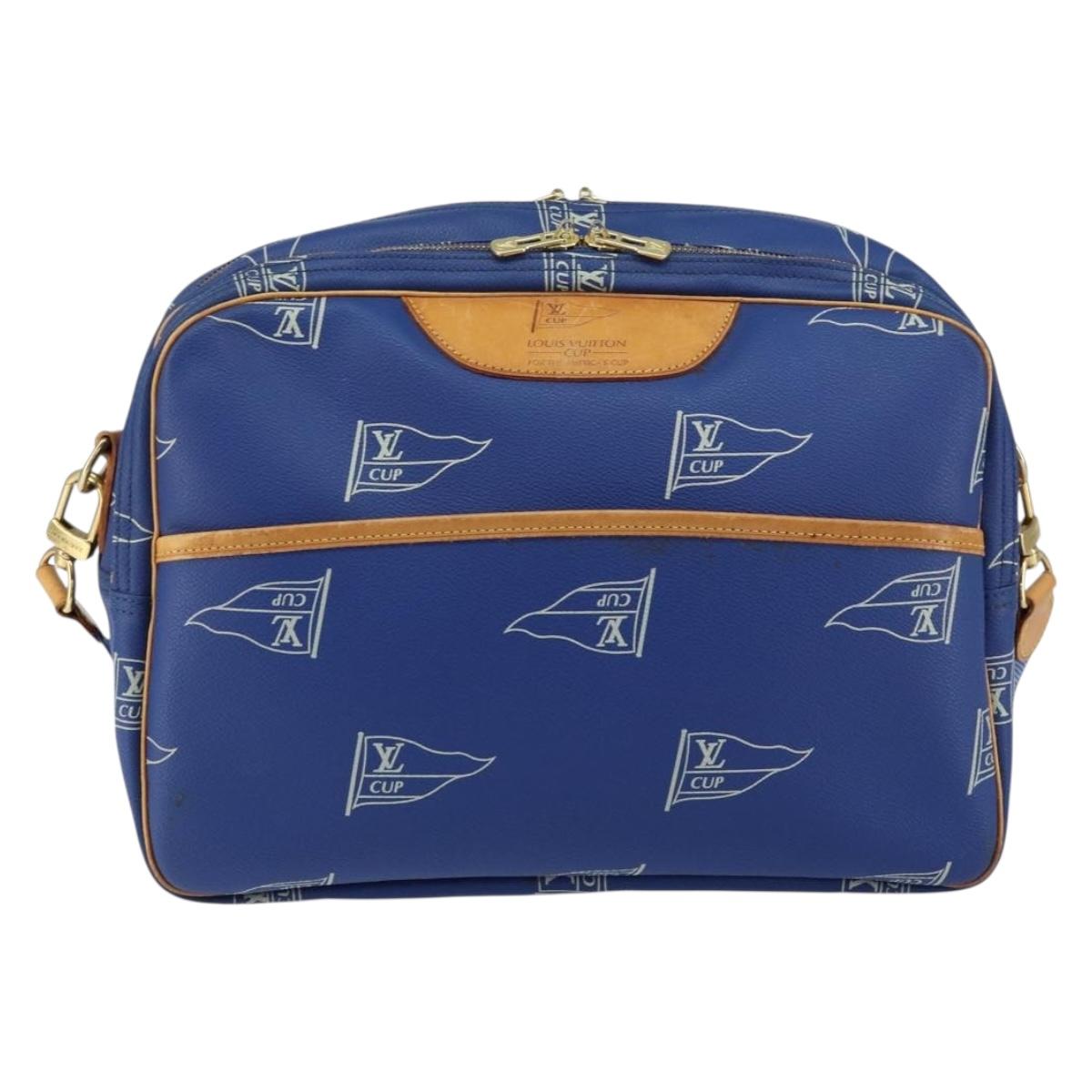 LOUIS VUITTON LV Cup Sac Cowes Bag Coated Canvas Blue M80008 LV Auth 153511