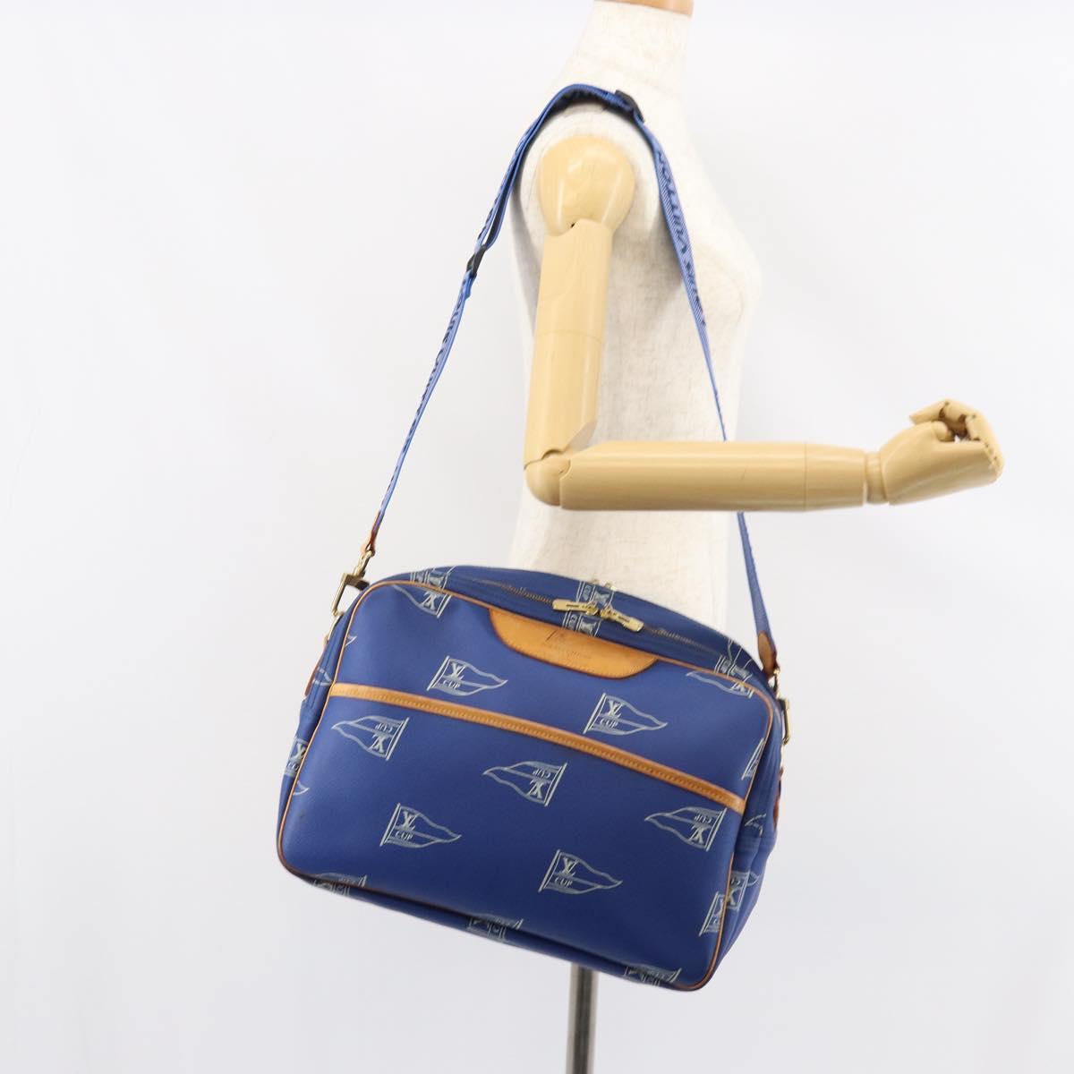 LOUIS VUITTON LV Cup Sac Cowes Bag Coated Canvas Blue M80008 LV Auth 153511