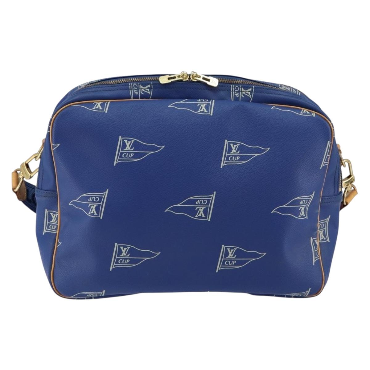 LOUIS VUITTON LV Cup Sac Cowes Bag Coated Canvas Blue M80008 LV Auth 153511