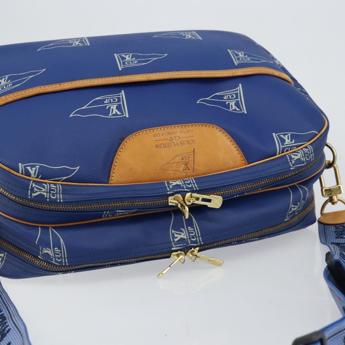 LOUIS VUITTON LV Cup Sac Cowes Bag Coated Canvas Blue M80008 LV Auth 153511