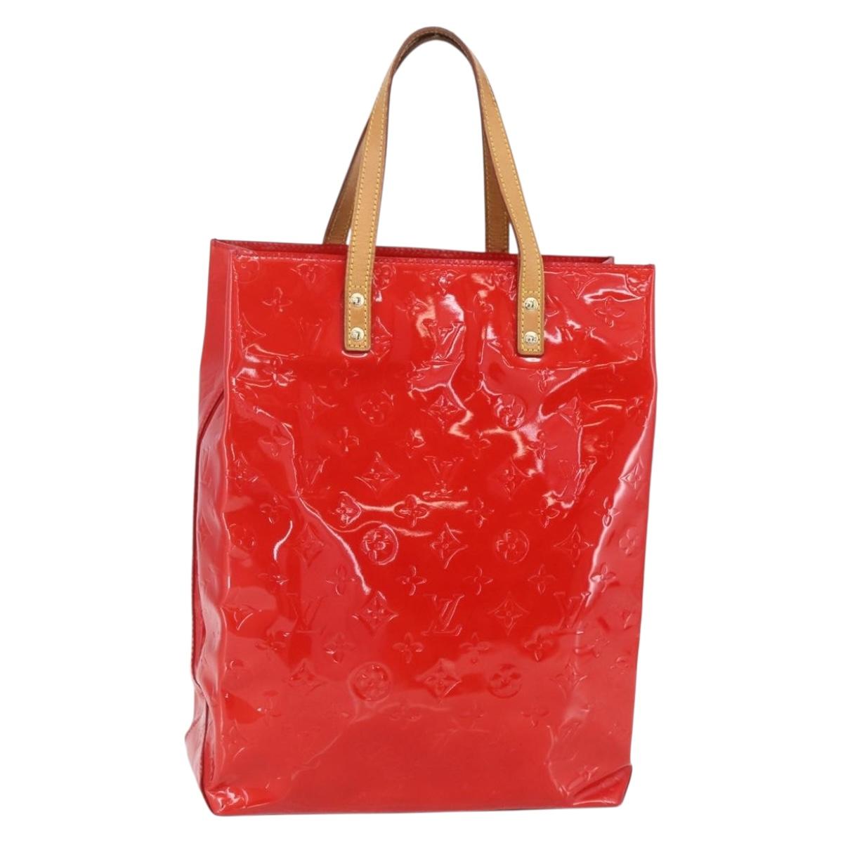 LOUIS VUITTON Monogram Vernis Reade MM Hand Bag Red Rouge M91086 LV Auth 153519