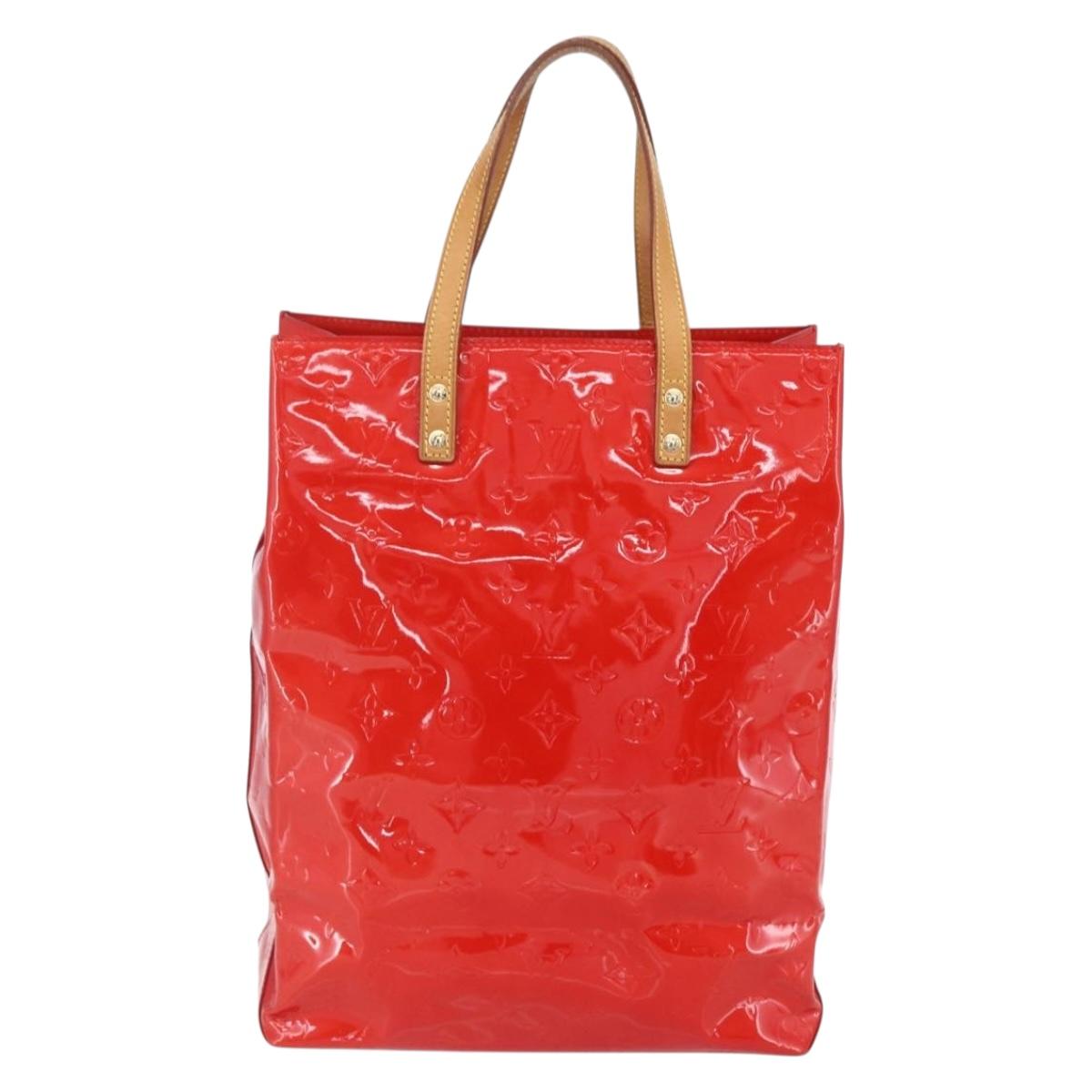 LOUIS VUITTON Monogram Vernis Reade MM Hand Bag Red Rouge M91086 LV Auth 153519