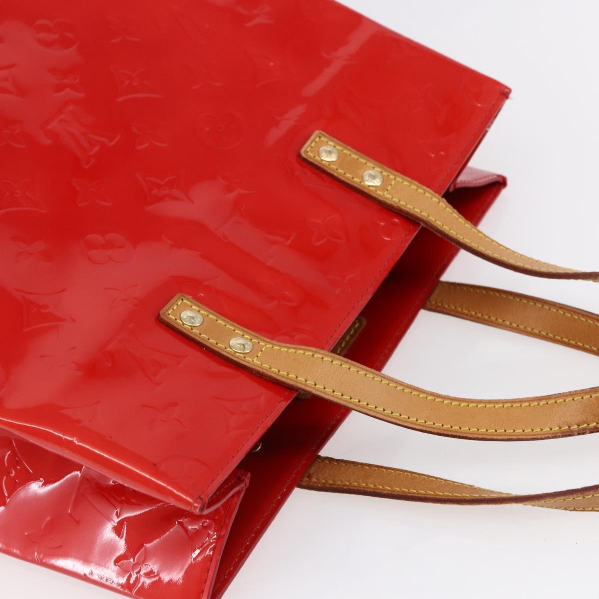LOUIS VUITTON Monogram Vernis Reade MM Hand Bag Red Rouge M91086 LV Auth 153519