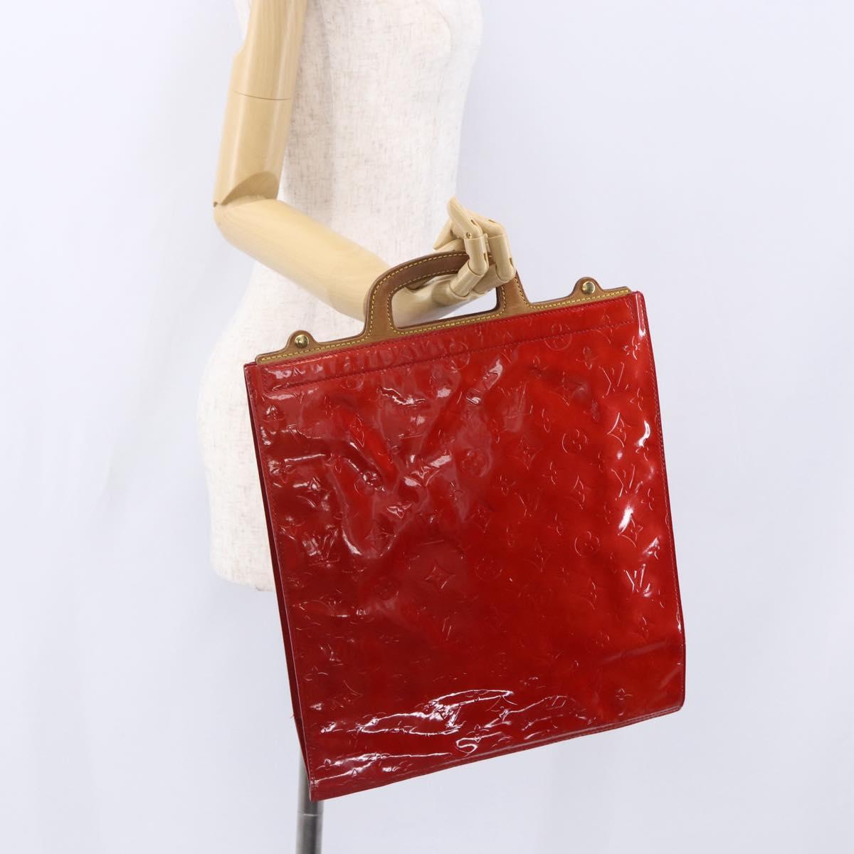 LOUIS VUITTON Monogram Vernis Stanton Tote Bag Red M91078 LV Auth 153523