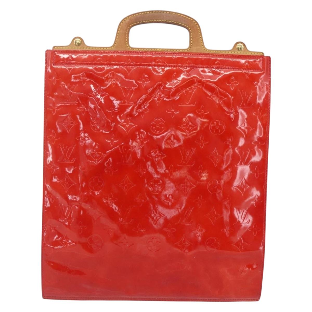 LOUIS VUITTON Monogram Vernis Stanton Tote Bag Red M91078 LV Auth 153523