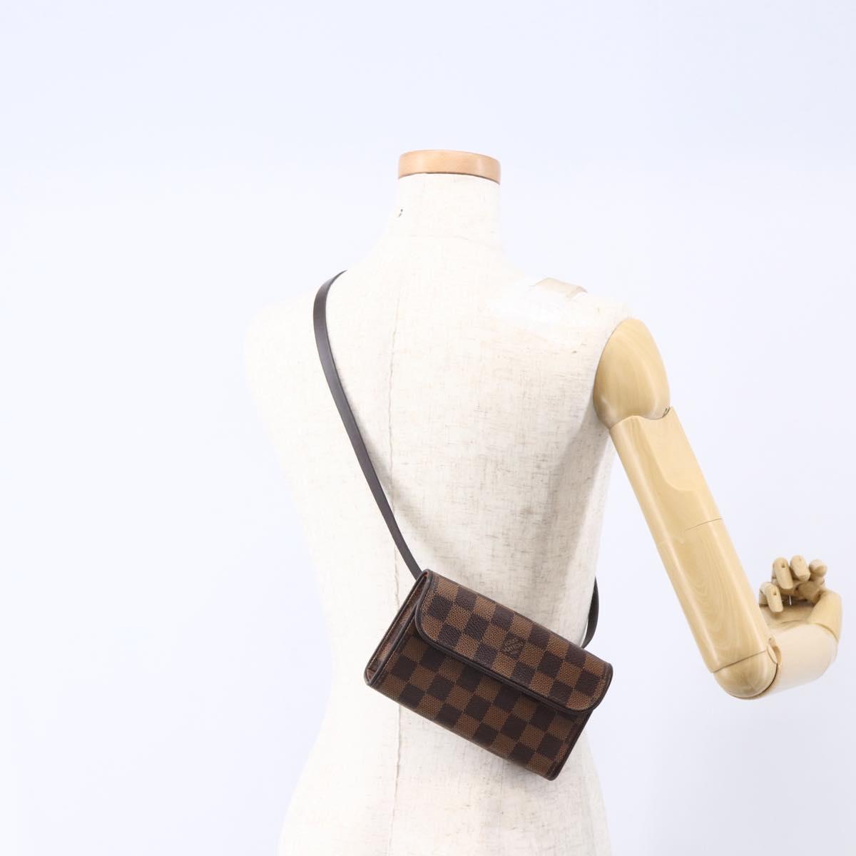 LOUIS VUITTON Damier Ebene Pochette Florentine Waist Bag N51856 LV Auth 153558
