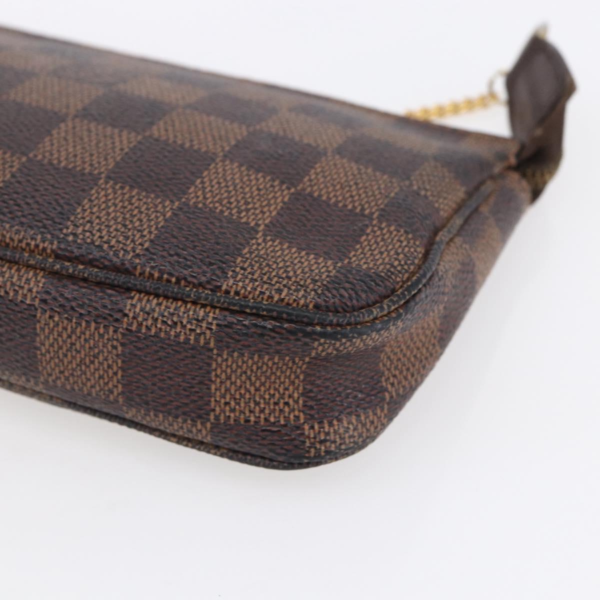 LOUIS VUITTON Damier Ebene Mini Pochette Accessoires Pouch N58009 LV Auth 153560