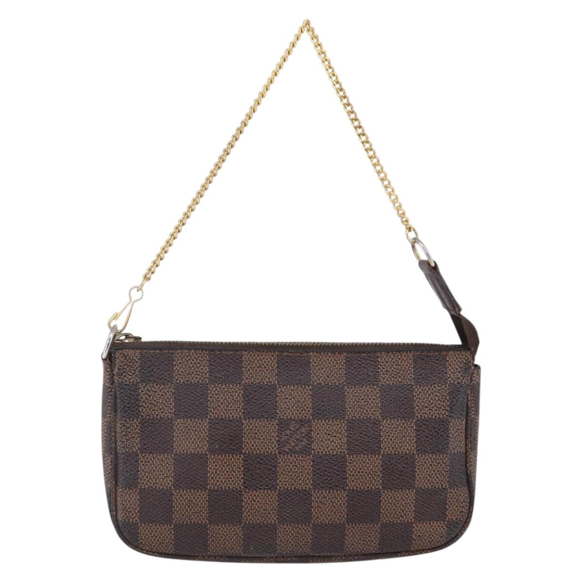 LOUIS VUITTON Damier Ebene Mini Pochette Accessoires Pouch N58009 LV Auth 153560
