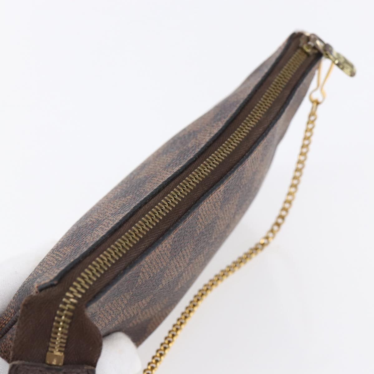 LOUIS VUITTON Damier Ebene Mini Pochette Accessoires Pouch N58009 LV Auth 153560