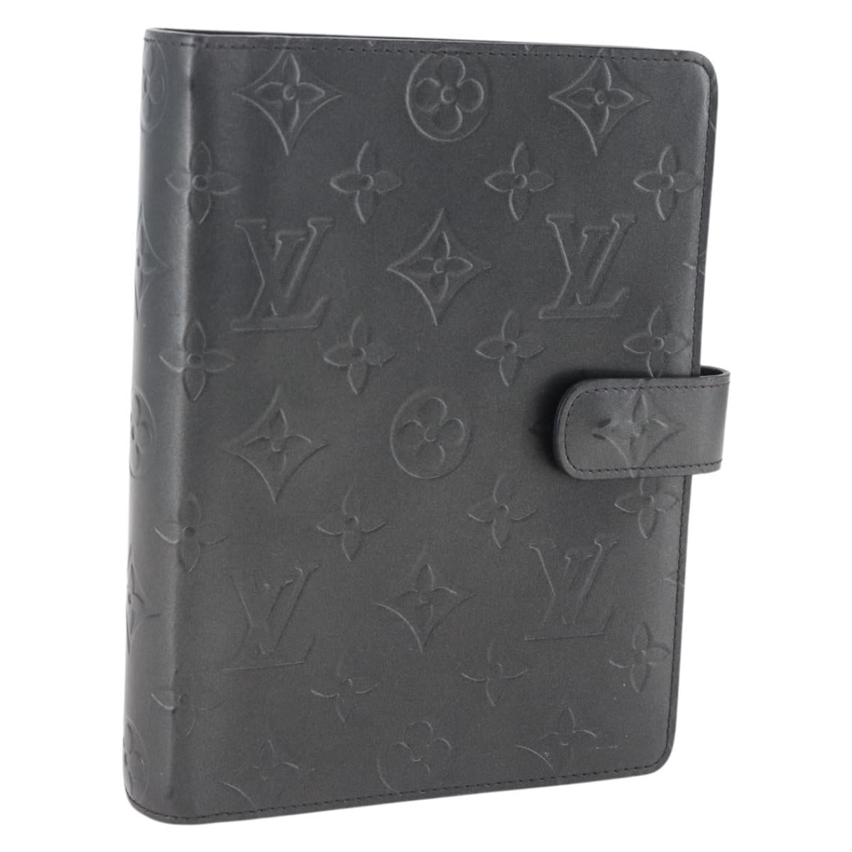 LOUIS VUITTON Monogram mat Agenda MM Day Planner Cover Gray R20925 Auth 153580