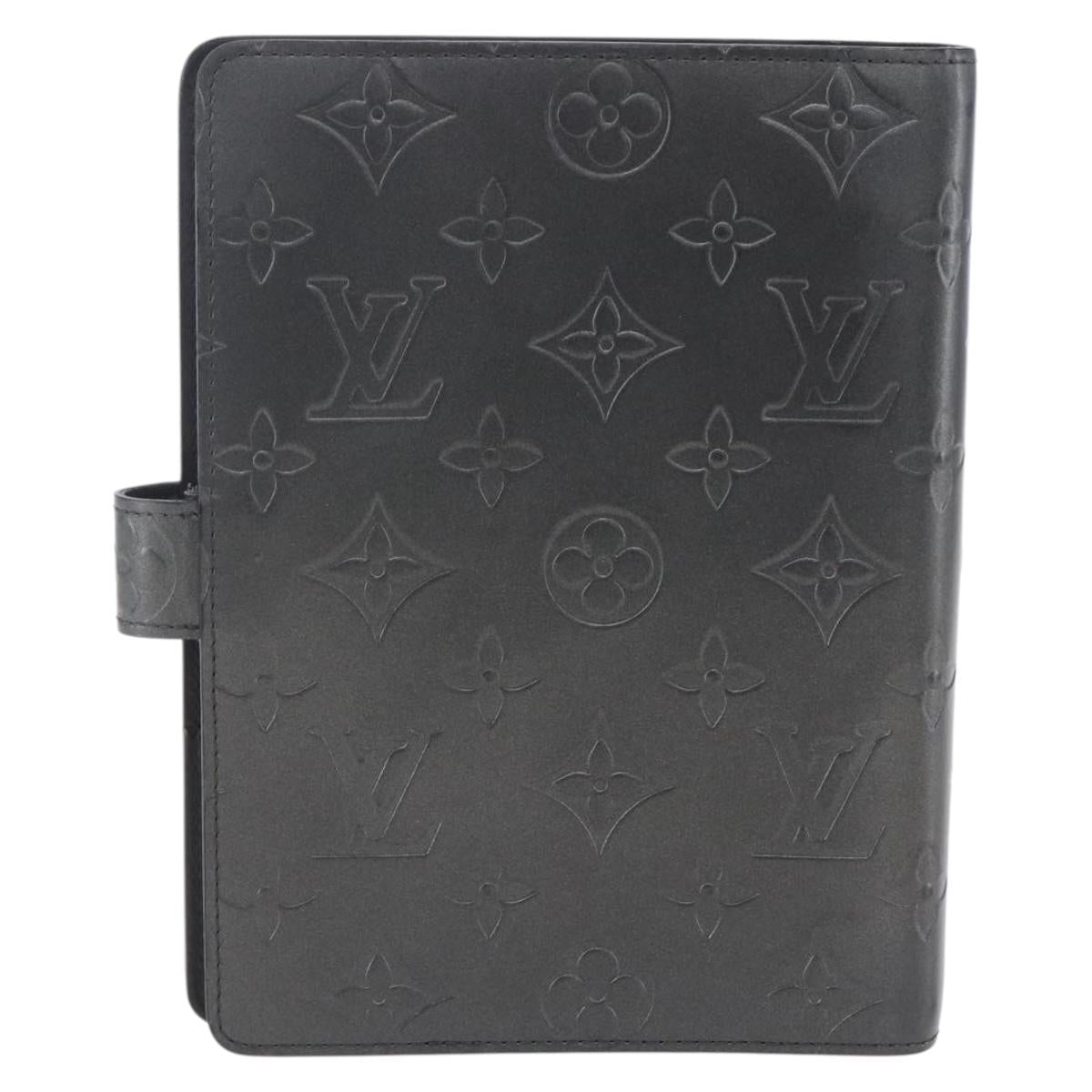 LOUIS VUITTON Monogram mat Agenda MM Day Planner Cover Gray R20925 Auth 153580