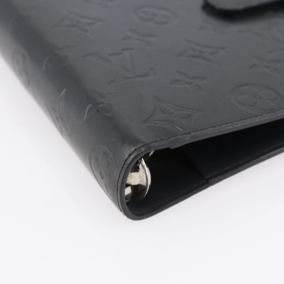 LOUIS VUITTON Monogram mat Agenda MM Day Planner Cover Gray R20925 Auth 153580