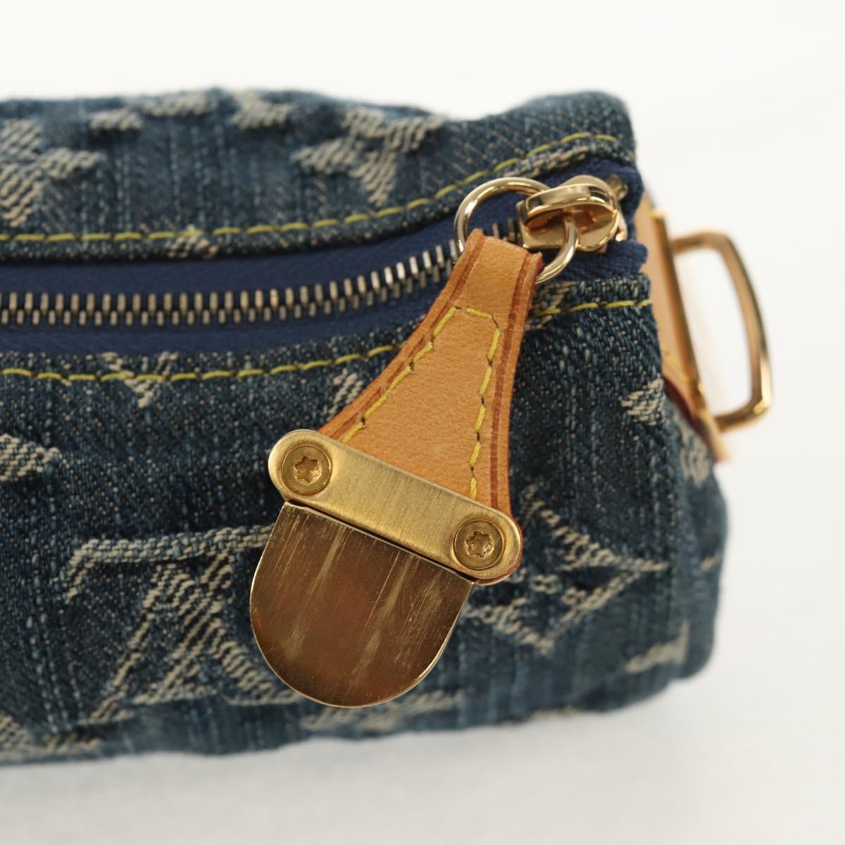 LOUIS VUITTON Monogram Denim Trousse Speedy GM Pouch Blue M95081 LV Auth 153581V