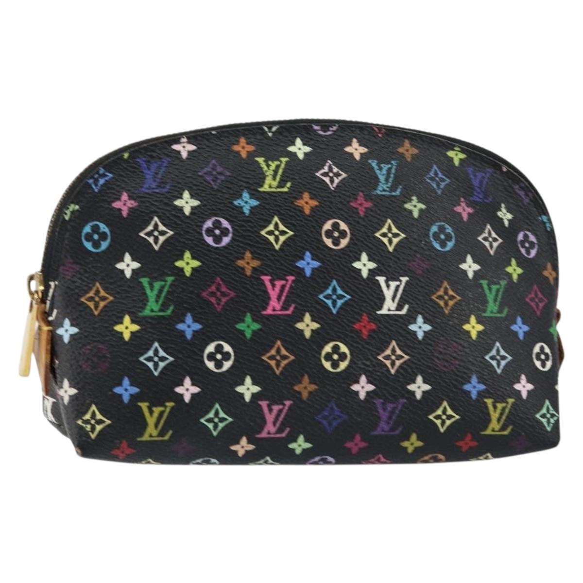 LOUIS VUITTON Multicolor Pochette Cosmetic Pouch Black M47355 LV Auth 153582