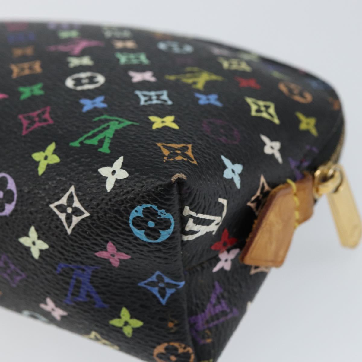 LOUIS VUITTON Multicolor Pochette Cosmetic Pouch Black M47355 LV Auth 153582