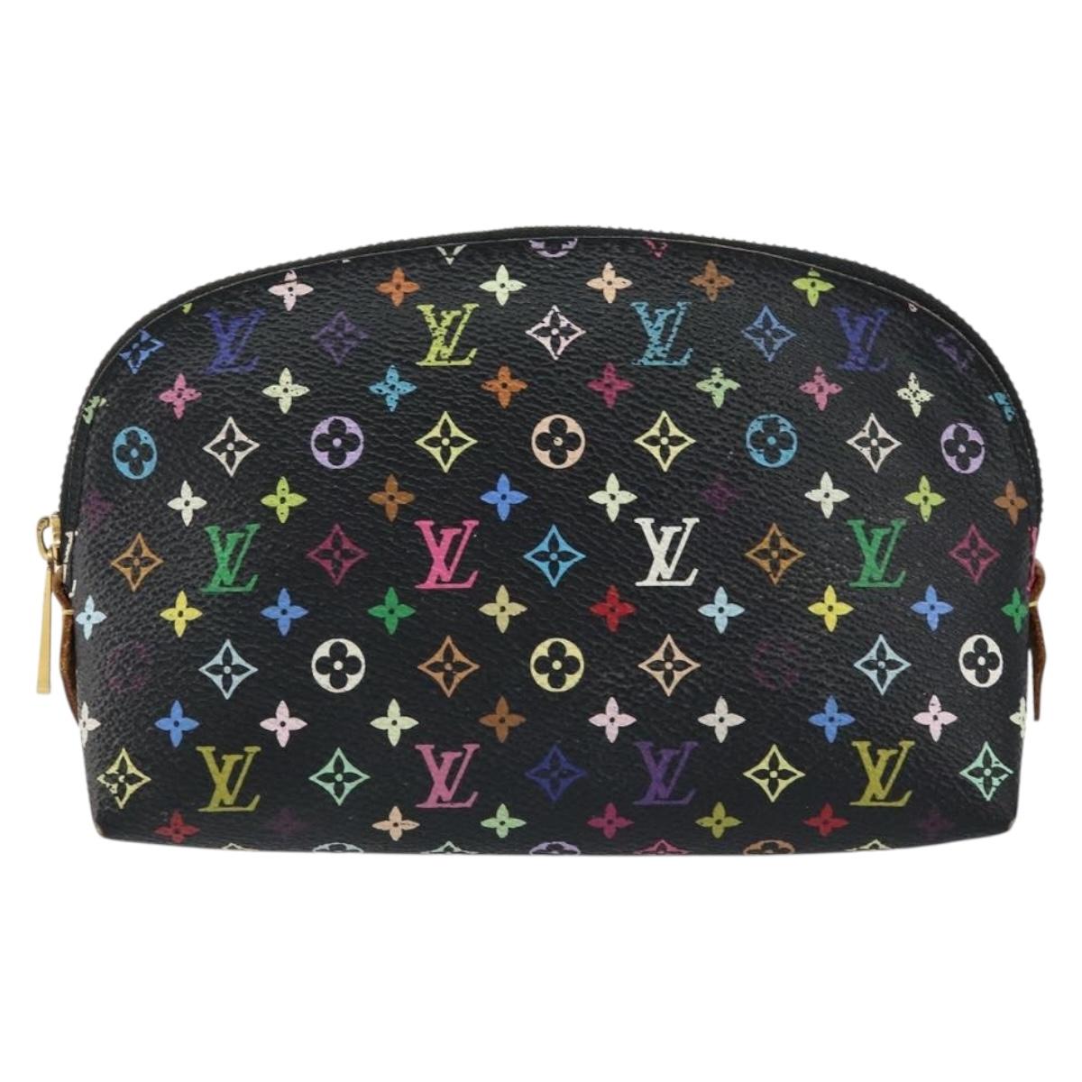 LOUIS VUITTON Multicolor Pochette Cosmetic Pouch Black M47355 LV Auth 153582