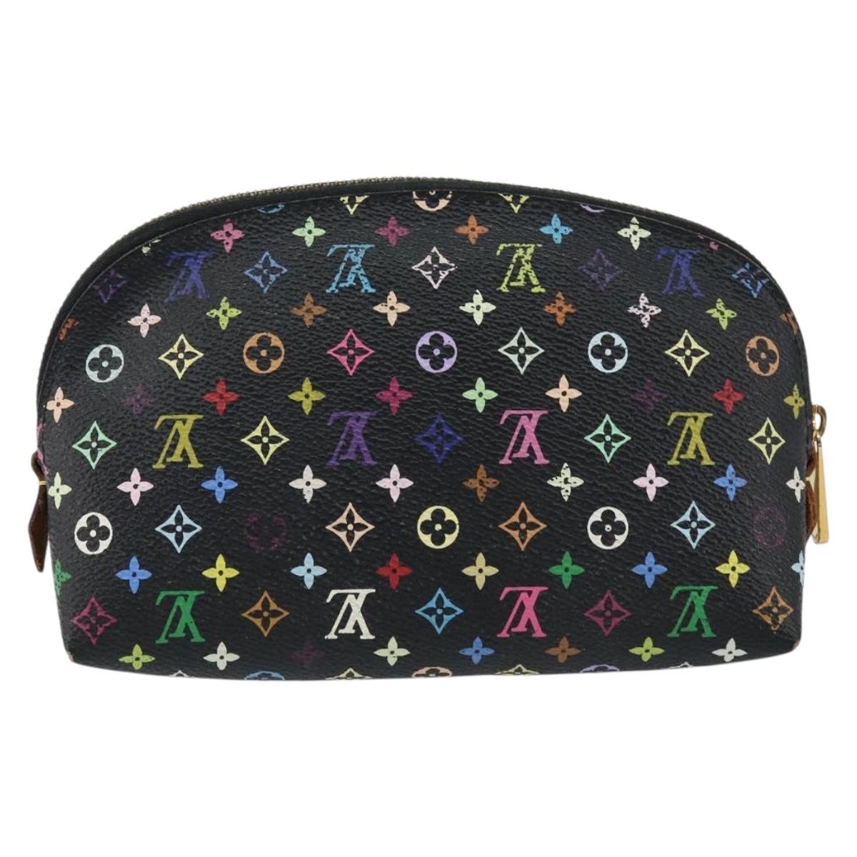 LOUIS VUITTON Multicolor Pochette Cosmetic Pouch Black M47355 LV Auth 153582
