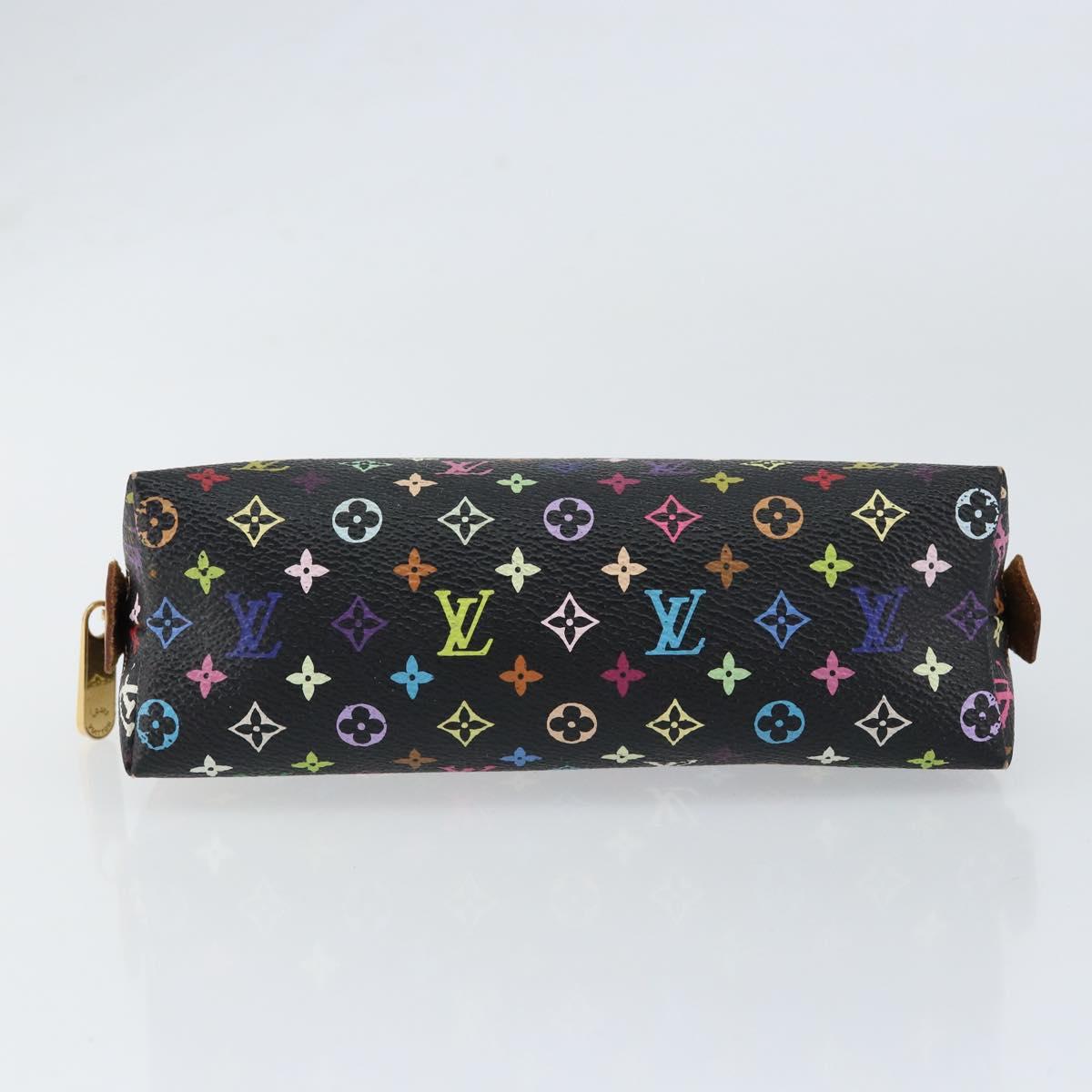 LOUIS VUITTON Multicolor Pochette Cosmetic Pouch Black M47355 LV Auth 153582