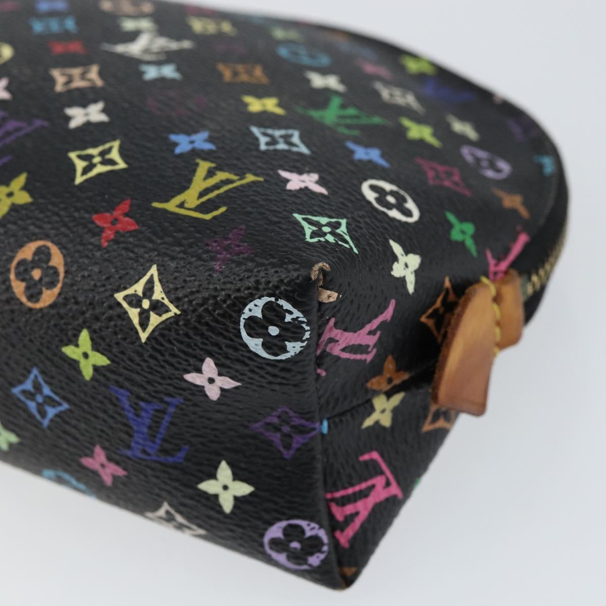 LOUIS VUITTON Multicolor Pochette Cosmetic Pouch Black M47355 LV Auth 153582