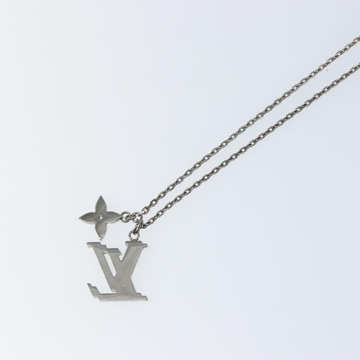 LOUIS VUITTON LV Printed Initials Necklace Silver tone M80208 LV Auth 153584M