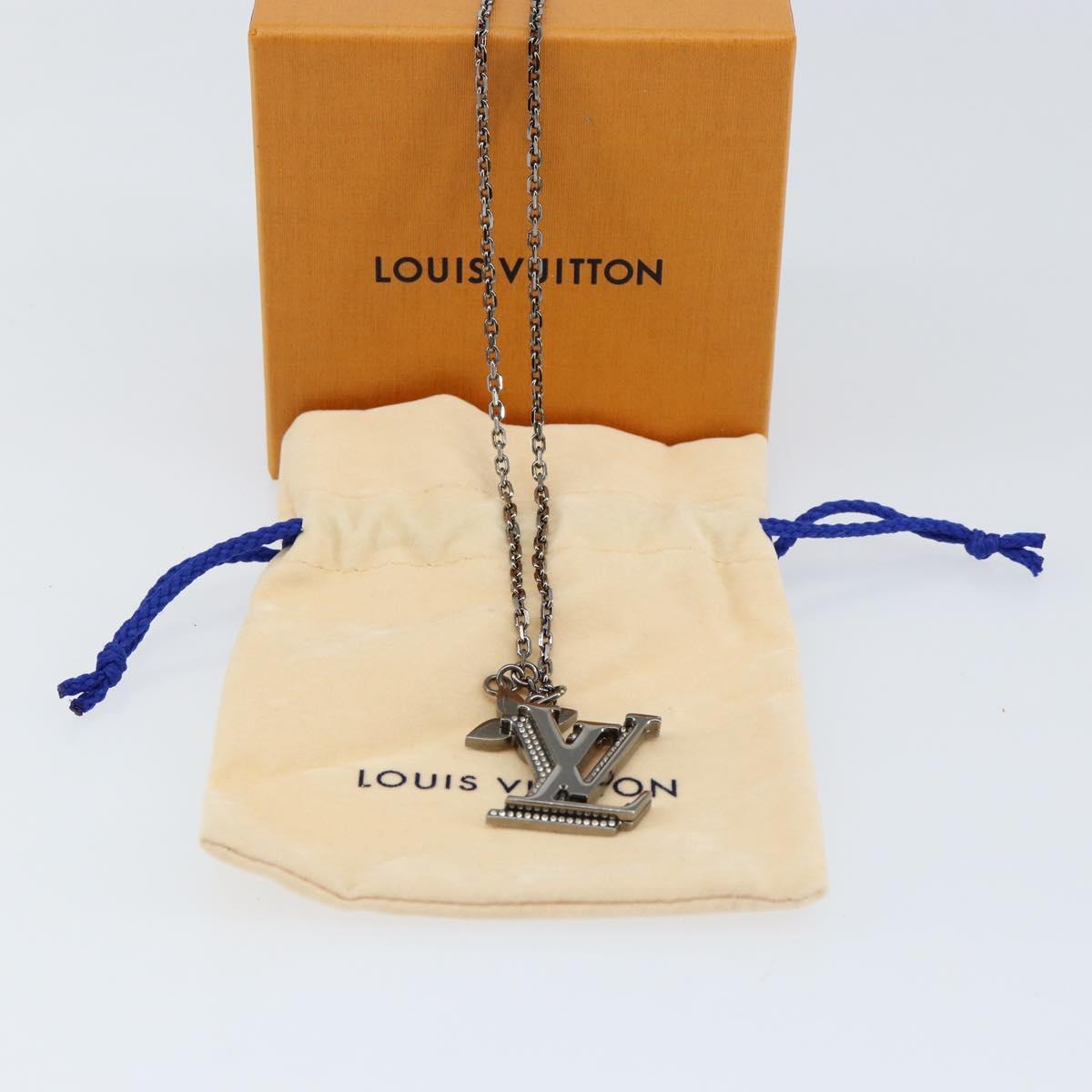 LOUIS VUITTON LV Printed Initials Necklace Silver tone M80208 LV Auth 153584M