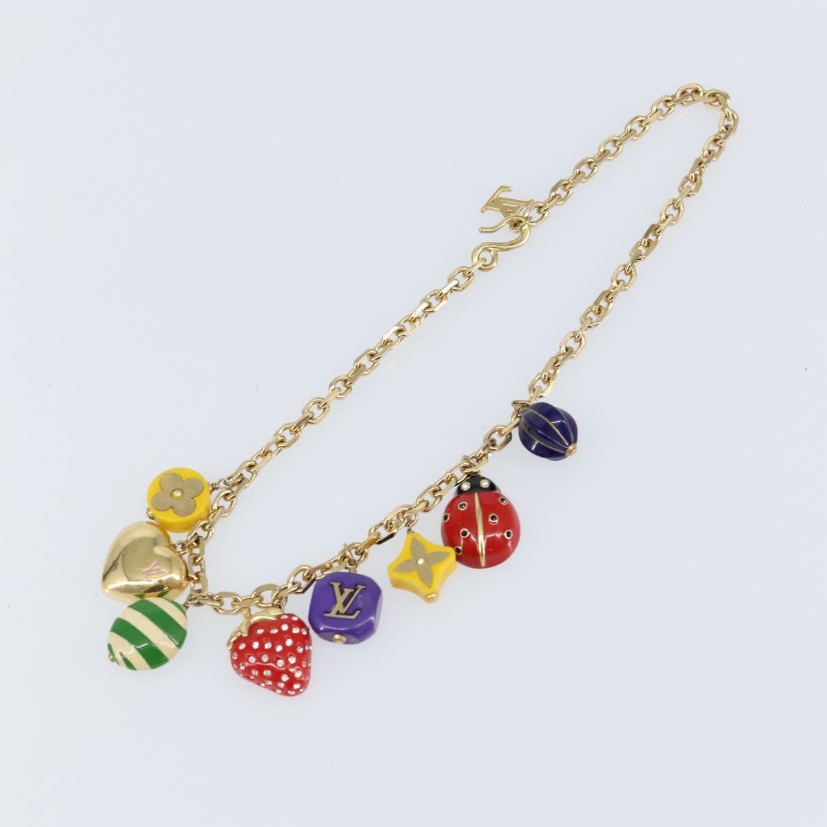 LOUIS VUITTON Collier Phrase Necklace metal Gold M64921 LV Auth 153586