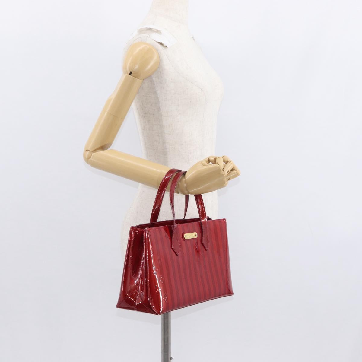 LOUIS VUITTON VernisRayure Wilshire PM Bag Pomme D'amour M91701 LV Auth 153595V