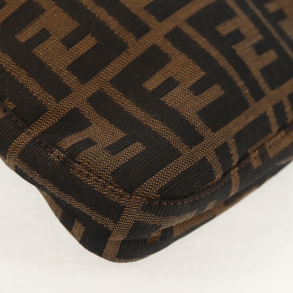 FENDI Zucca Canvas Mamma Baguette Shoulder Bag Black Brown Auth 153620SAV