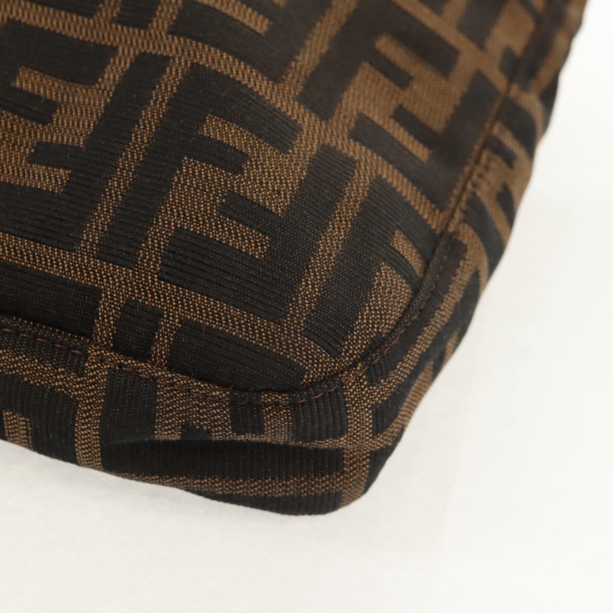 FENDI Zucca Canvas Mamma Baguette Shoulder Bag Black Brown Auth 153620SAV