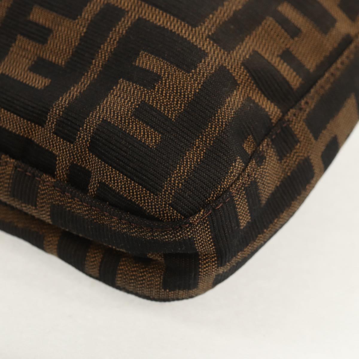 FENDI Zucca Canvas Mamma Baguette Shoulder Bag Black Brown Auth 153620SAV