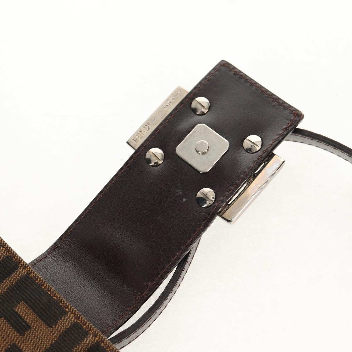 FENDI Zucca Canvas Mamma Baguette Shoulder Bag Black Brown Auth 153620SAV