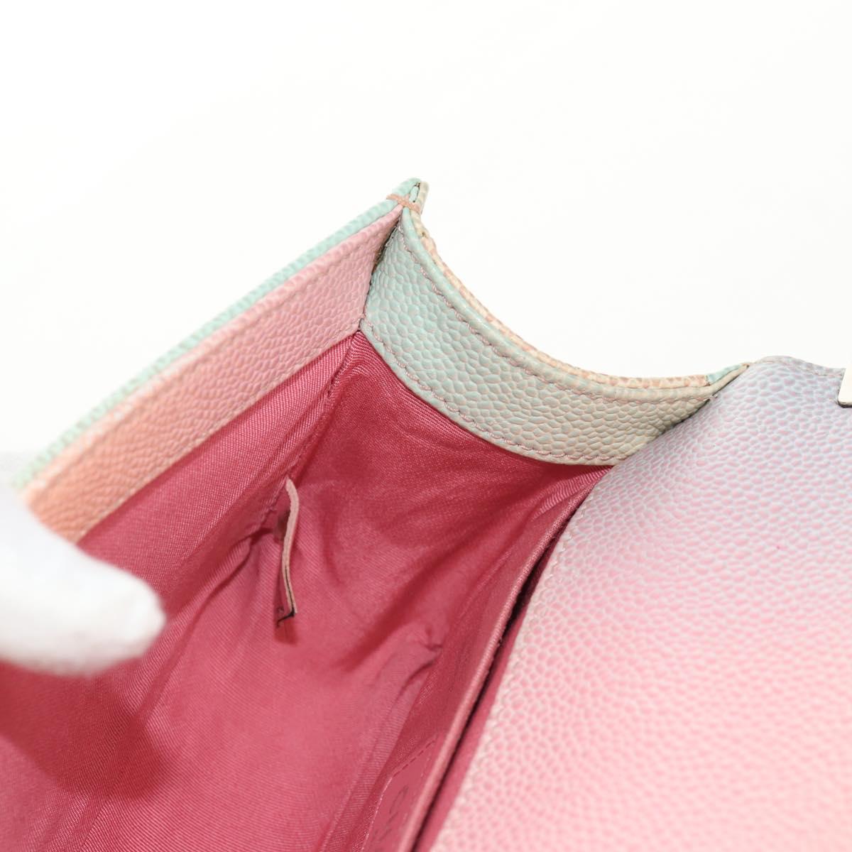 CHANEL Chain Boy Chanel Shoulder Bag Caviar Skin Rainbow CC Auth 153621SAM