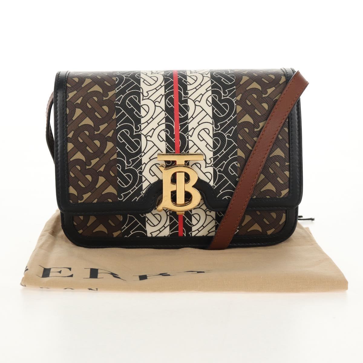 BURBERRY TB Monogram Shoulder Bag PVC Gold Brown 8031708 Auth 153622SM
