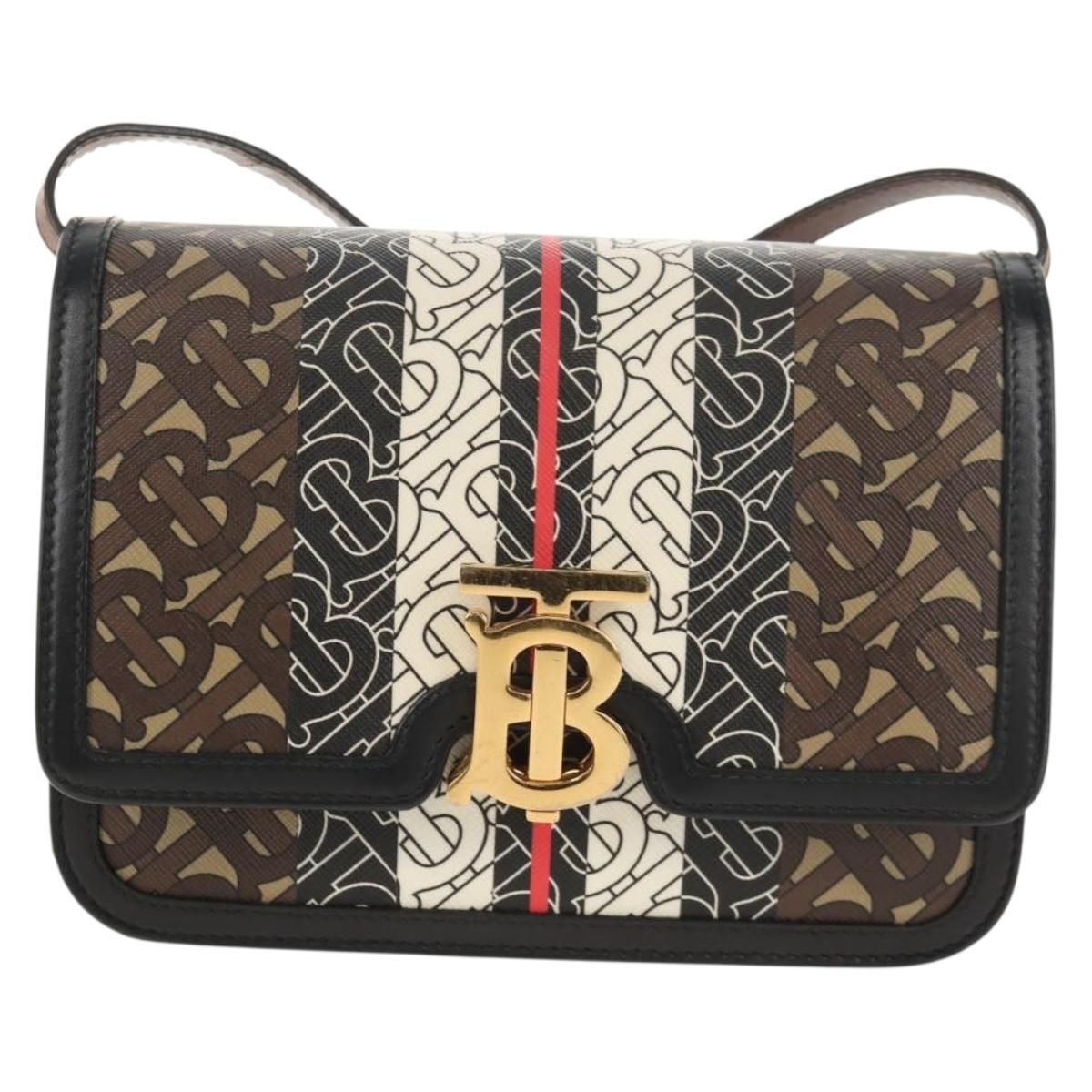 BURBERRY TB Monogram Shoulder Bag PVC Gold Brown 8031708 Auth 153622SM