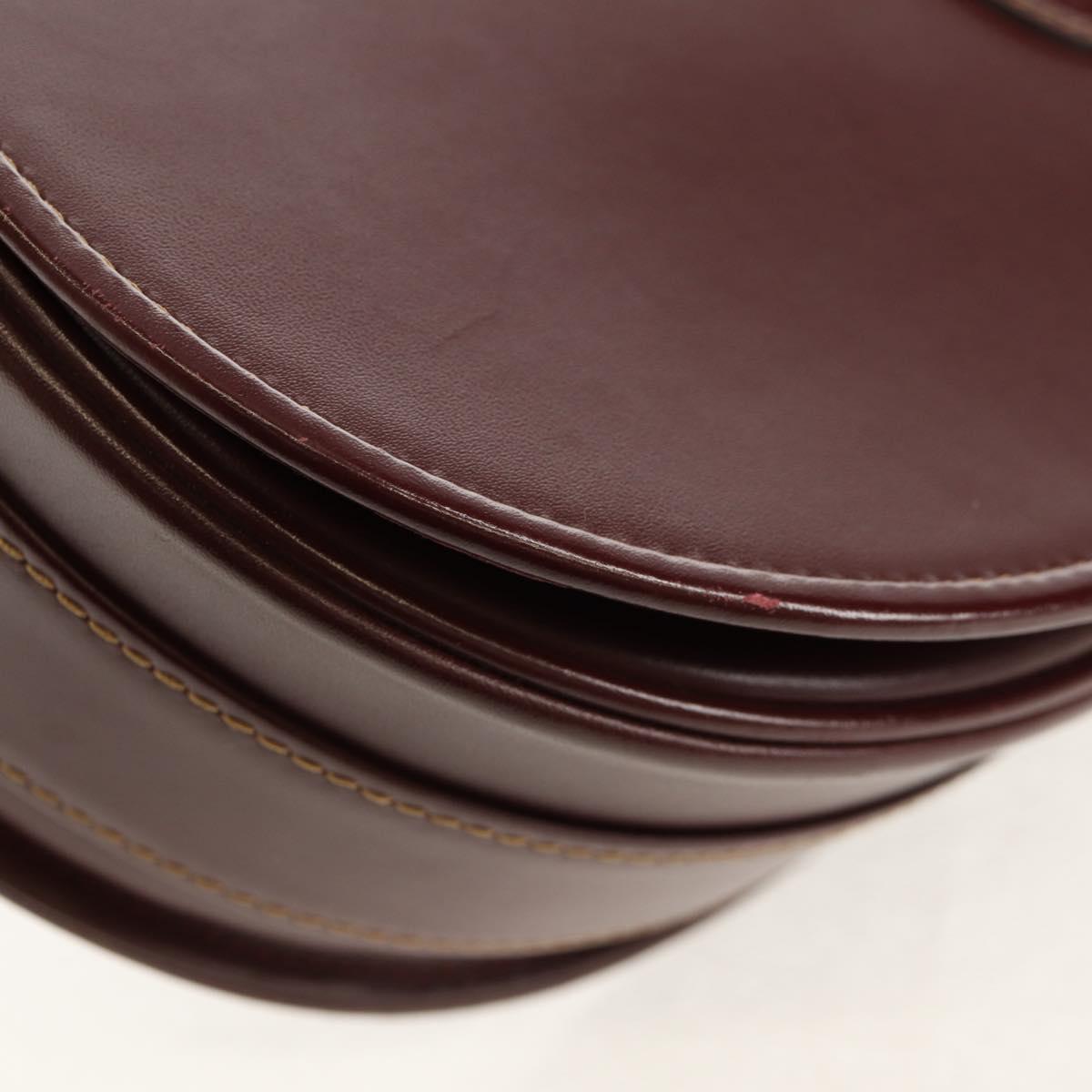 CARTIER Must Line Shoulder Bag Leather Bordeaux Gold Auth 153624V