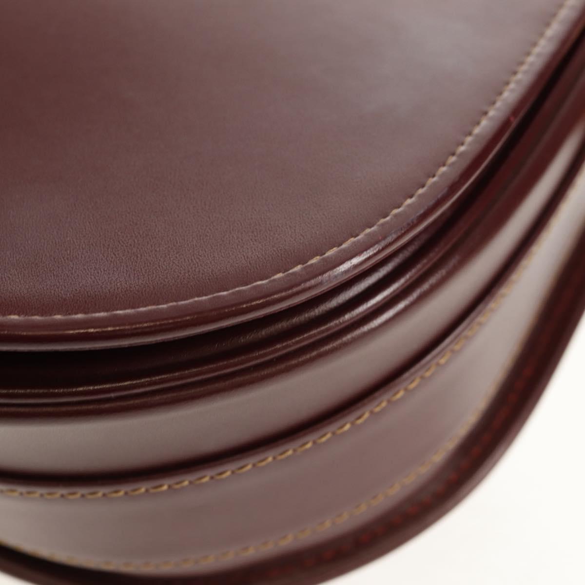CARTIER Must Line Shoulder Bag Leather Bordeaux Gold Auth 153624V
