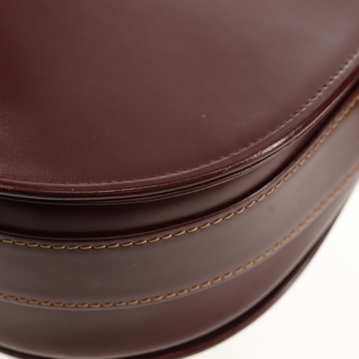 CARTIER Must Line Shoulder Bag Leather Bordeaux Gold Auth 153624V