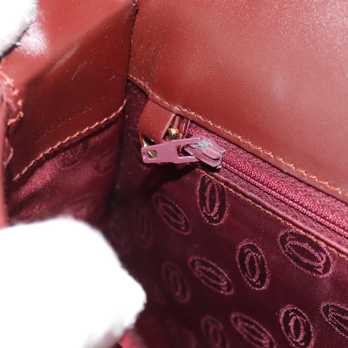 CARTIER Must Line Shoulder Bag Leather Bordeaux Gold Auth 153624V
