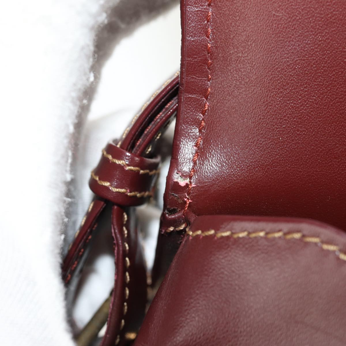 CARTIER Must Line Shoulder Bag Leather Bordeaux Gold Auth 153624V