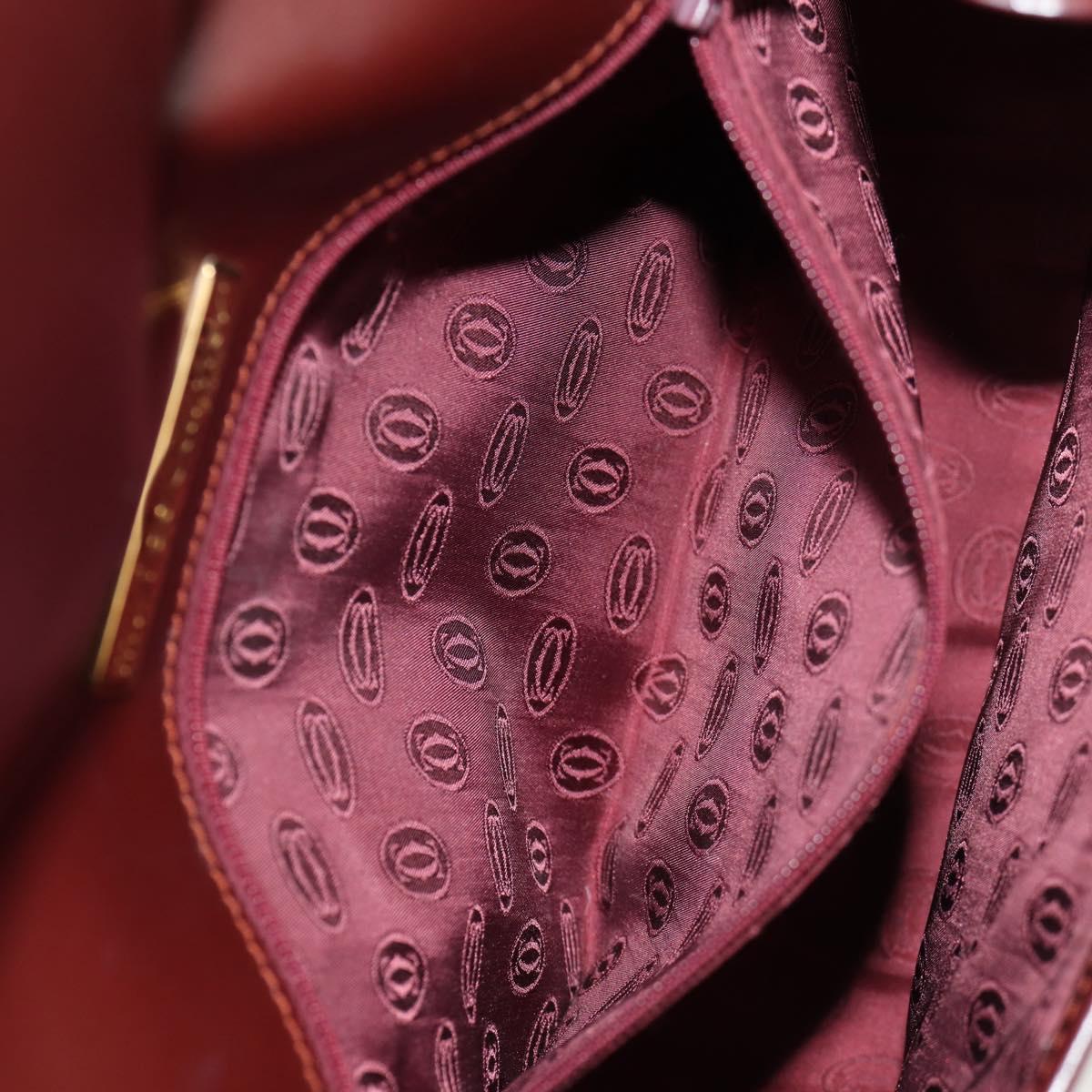 CARTIER Must Line Shoulder Bag Leather Bordeaux Gold Auth 153624V